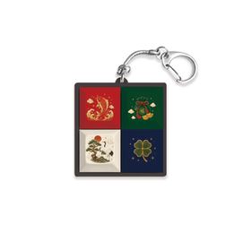 S2B Five Color Pattern Keycap Keyring Mechanical Switch Clicky Keychain Lucky Symbol Retro Black Korean Culture Charm  _ Made in Korea
